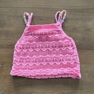 Zara Pink Knit Beaded Strap Tank Top